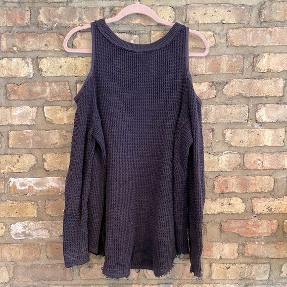 Free People Waffle Knit Cold Shoulder Long Sleeve Top - Women’s Medium - Picture 4 of 5